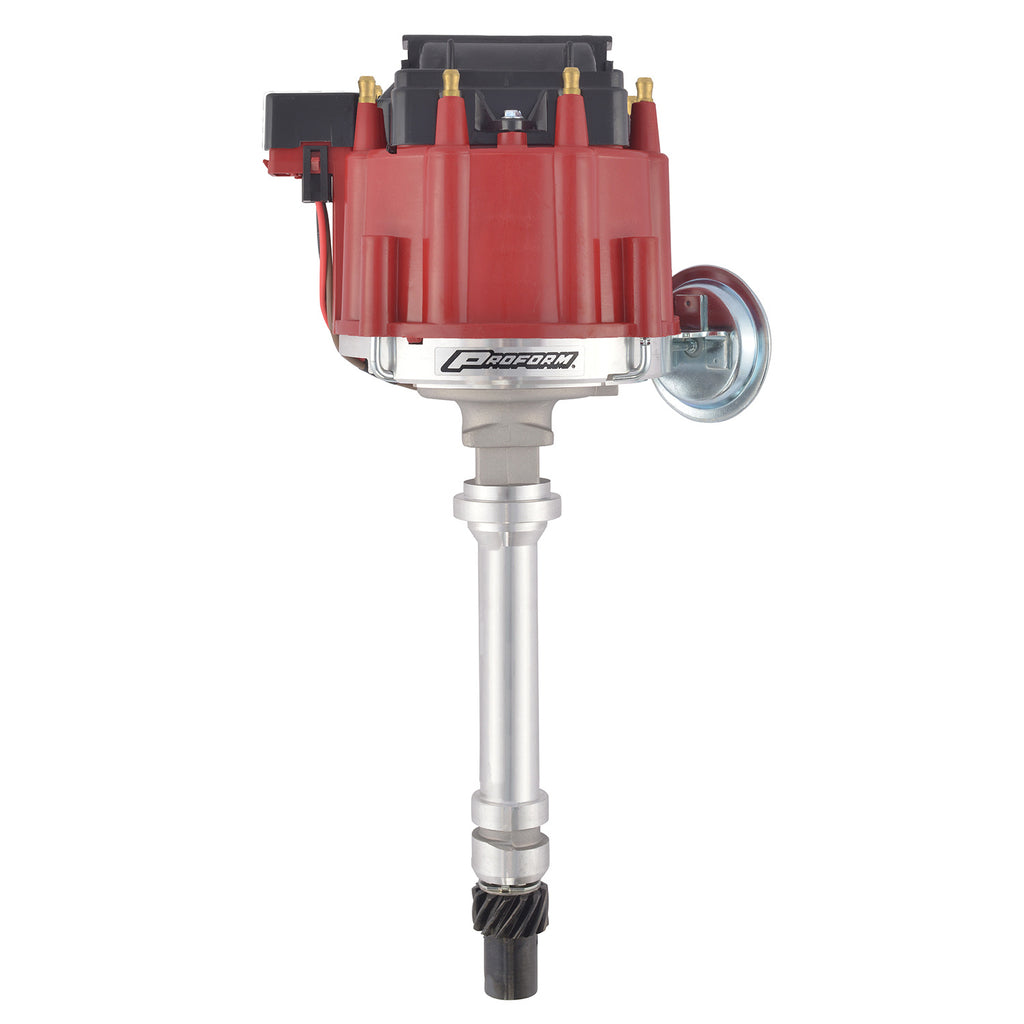Proform HEI Distributor; Racing Type w/Vac-Adv; Red Cap; Polished; For Chevy V8 Engines 66941R