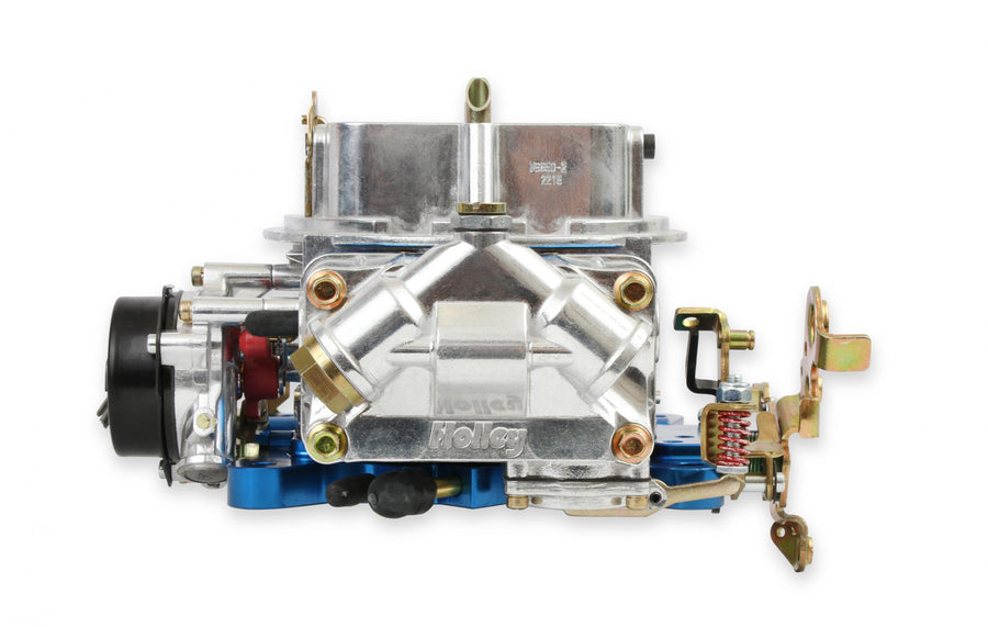 Ultra Double Pumper Carburetor 650 CFM 4150 Mechanical Secondaries Billet Color Blue Shiny Gasoline Holley