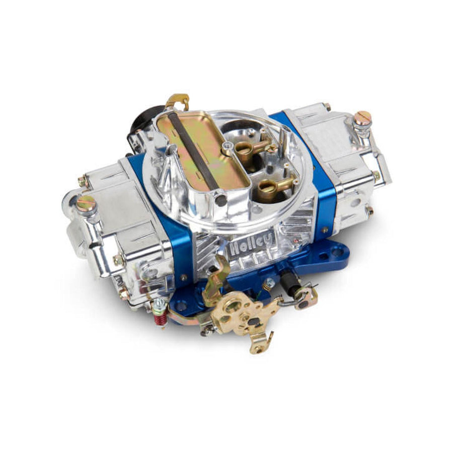 Ultra Double Pumper Carburetor 750 CFM 4150 Mechanical Secondaries Billet Color Blue Shiny Gasoline Holley