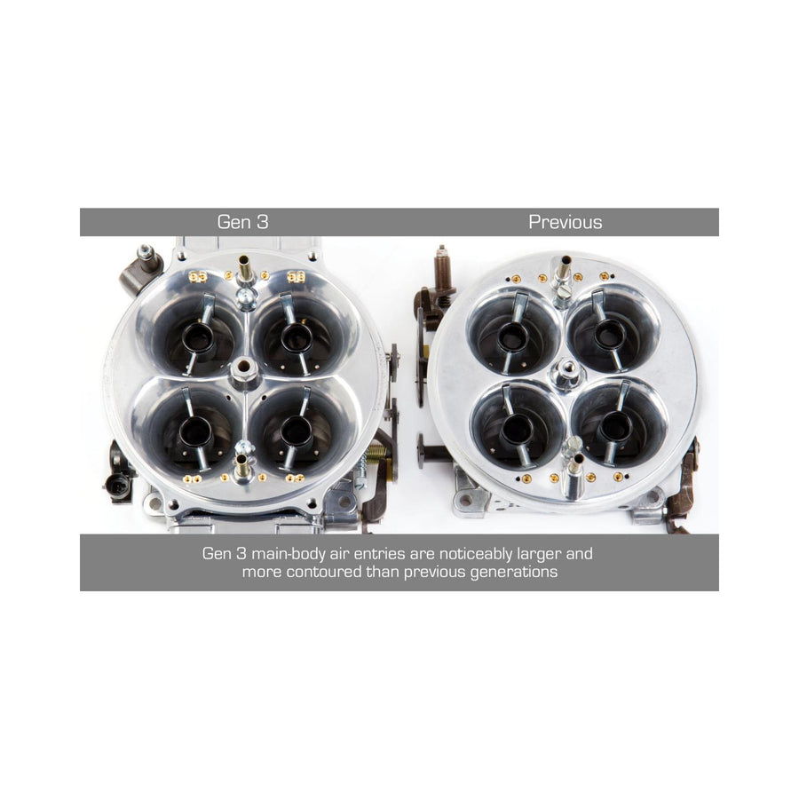 Gen 3 Ultra Dominator Carburetor Black 1050 CFM 4500 Mechanical Secondaries Idle Air Bleed Size 57.0 Shiny Gasoline Holley