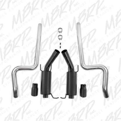MBRP 11-14 Ford Mustang GT 5.0L 3in Cat Back Dual Split Rear Street Version 4in Tips - Black | S7258BLK