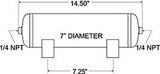 Firestone Air Tank 2 Gallon 7in. x 14.5in. (2) 1/4in. NPT Ports 150 PSI Max - Black (WR17609126)
