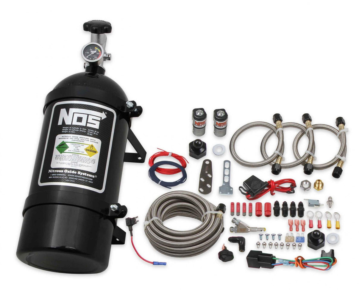 Single Fogger Wet Nitrous System Ford 1999-2004 4.6L Mustang V8. Includes 10Lb Black Bottle And Single Fogger Soft Plume Nozzle NOS