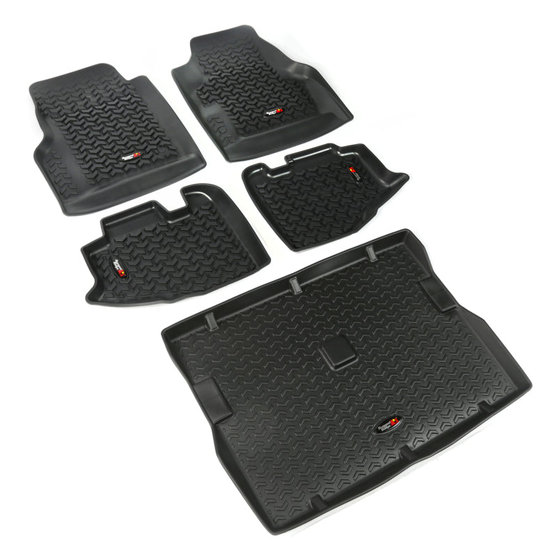 Rugged Ridge Floor Liner Front/Rear/Cargo Black 1997-2006 Jeep Wrangler TJ