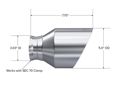 MBRP 2015-2026 Dodge Charger 5.7L/6.2L/6.4L T304 3in ID / 5in OD Out / 8in Length Angle Cut SS Tip | T5197