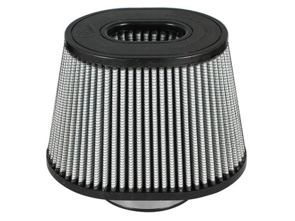 aFe Power MagnumFLOW Pro Dry S Air Filter 4in Flange x (9x6-1/2)in Base x (6-3/4x5-1/2)in Top (Inverted) x 6-1/8in Height | 21-91074