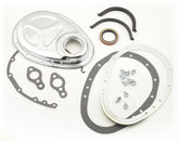 2 Piece Quick Change Timing Cover Chrome Fits 1955-1991 Small Block Chevrolet 265-400 except Corvette and 1980-1995 90 Degree 229-262 V6 Mr Gasket