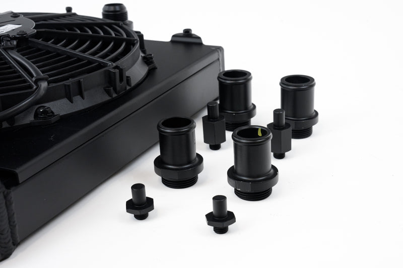 CSF Universal Half Radiator & SPAL Fan Kit — Evo 7/8/9 & 1992-2000 Civic | 2-Row 42mm, Black | 2858XB