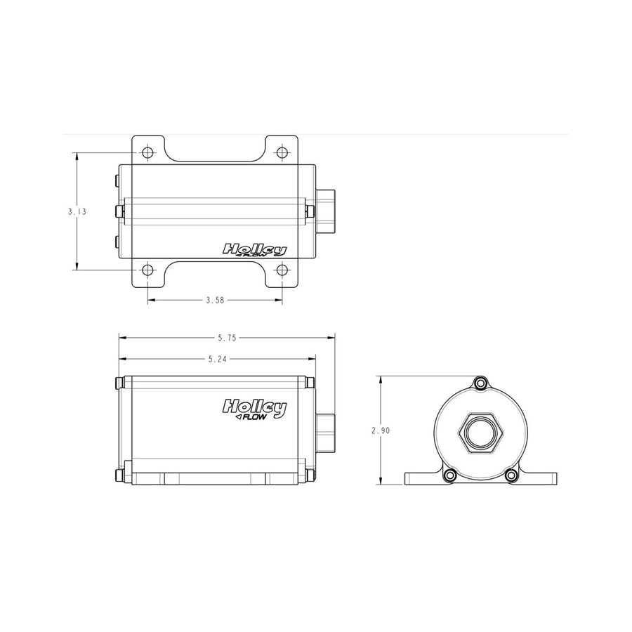 100 GPH Universal In-Line Electric Fuel Pump Supports Up to 900 EFI or 1050 CARB HP Compatible with Pump Gas, Race Gas, Diesel or E85 Holley