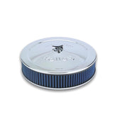 14 Powersho Air Cleaner Power Shot Air Cleaner Assembly, 14 Round Design, Triple Chrome Plated, Fits 4150 & 4160 Carburetors w/5.125 Diameter Neck Holley