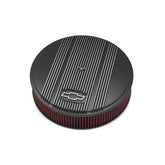 Vintage Series GM Licensed Air Cleaner Satin Black Machined 14 X 3 Air Cleaner Kit W/ Premium Filter GM Bowtie Logo & Vintage Fins Holley