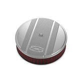 Vintage Series GM Licensed Air Cleaner Polished 14 X 3 Air Cleaner Kit W/ Premium Filter GM Bowtie Logo & Vintage Fins Holley