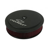 GM Muscle Series Air Cleaner Satin Black Machined 14 X 3 Air Cleaner Kit W/ Premium Filter GM Bowtie and Chevrolet Logo Holley