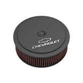 GM Muscle Series Air Cleaner Satin Black Machined 14 X 4 Air Cleaner Kit W/ Premium Filter GM Bowtie and Chevrolet Logo Holley