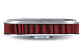 Vintage Series Oval Air Cleaner Natural Cast 2.5 X 17 X 9 Inch Red Cotton Gauze Filter Element Single 4-bbl Baseplate Holley