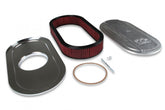 Vintage Series Oval Air Cleaner Natural Cast 2.5 X 17 X 9 Inch Red Cotton Gauze Filter Element Single 4-bbl Baseplate Holley