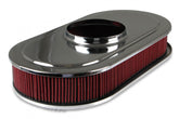 Vintage Series Oval Air Cleaner Natural Cast 2.5 X 17 X 9 Inch Red Cotton Gauze Filter Element Single 4-bbl Baseplate Holley