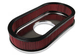 Vintage Series Oval Air Cleaner Natural Cast 2.5 X 17 X 9 Inch Red Cotton Gauze Filter Element Single 4-bbl Baseplate Holley