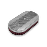Vintage Series Oval Air Cleaner Natural Cast 2.5 X 17 X 9 Inch Red Cotton Gauze Filter Element Single 4-bbl Baseplate Holley