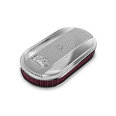 Vintage Series Oval Air Cleaner Polished 2.5 X 17 X 9 Inch Red Cotton Gauze Filter Element Single 4-bbl Baseplate Holley