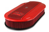 Vintage Series Oval Air Cleaner Gloss Red Machined 2.5 X 17 X 9 Inch Red Cotton Gauze Filter Element Single 4-bbl Baseplate Holley