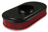 Vintage Series Oval Air Cleaner Gloss Red Machined 2.5 X 17 X 9 Inch Red Cotton Gauze Filter Element Single 4-bbl Baseplate Holley