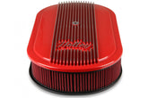Vintage Series Oval Air Cleaner Gloss Red Machined 2.5 X 17 X 9 Inch Red Cotton Gauze Filter Element Single 4-bbl Baseplate Holley