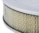 Sniper Air Cleaner Assembly, 14 X 4 Chrome Finish Stamped Steel Air Cleaner Assembly with Paper Filter Element Holley