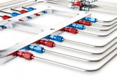 Blower Injector Plate Polished Finish Red & Blue Plumbing Blower Injector Plate For 6-71/8-71 Roots Blower W/ Plumbing NOS