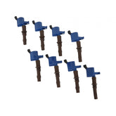 Direct Ignition Coil Kit Supercoil 2008-2014 Ford 4.6L/5.4L/6.8L 3-Valve, Blue, 8-Pack Supercoil With Extended Brown Boot For 2008-2014 Ford Modular 3V 4.6L/ 5.4L / 6.8L V10 Engines ACCEL
