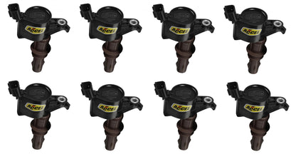 Direct Ignition Coil Kit Supercoil 2008-2014 Ford 4.6L/5.4L/6.8L 3-Valve, 8-Pack Supercoil With Extended Brown Boot For 2008-2014 Ford Modular 3V 4.6L/ 5.4L / 6.8L V10 Engines, Black ACCEL