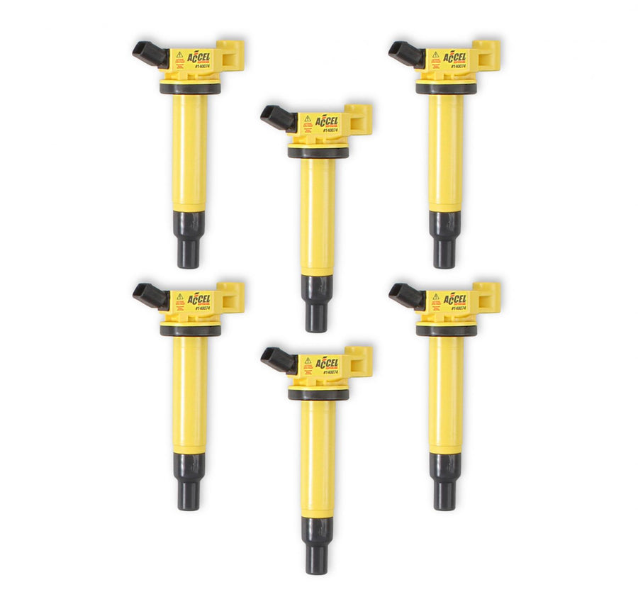 Direct Ignition Coil Supercoil Fits Toyota 3.0L V6 Direct OEM Replacement 15 Percent More Spark Energy Silicone Magnetic Steel Core Yellow 6 Pack ACCEL