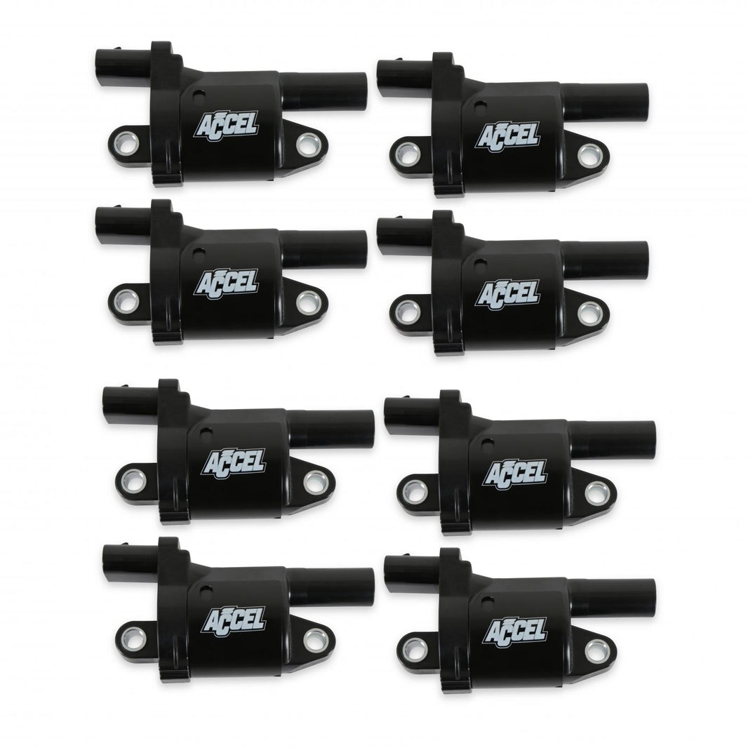 Gen V GM Coils, 2014 And Up, Black, Round, Black, 8-Pack Performance Coils For 2014 And Up GM Gen V Direct Injected Engines ACCEL