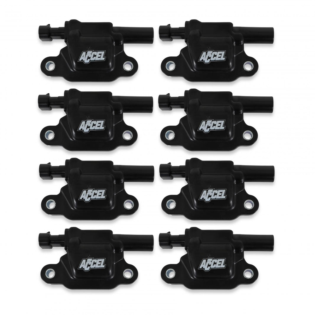 Gen V GM Coils, 2014 And Up, Black, Square 8 Pack Performance Coils For 2014 And Up GM Gen V Direct Injected Engines ACCEL