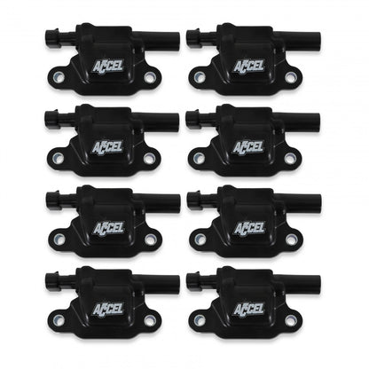 Gen V GM Coils, 2014 And Up, Black, Square 8 Pack Performance Coils For 2014 And Up GM Gen V Direct Injected Engines ACCEL