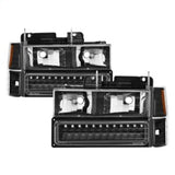 Xtune 92-94 Blazer Full Size Corner/LED Bumper Headlights Black HD-JH-CCK88-LED-AM-BK-SET