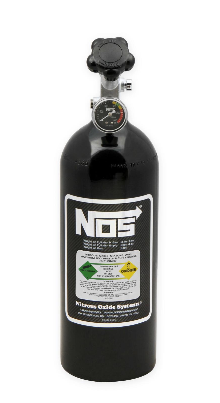 Nitrous Bottle 5 Lb Nitrous Bottle W/ Black Finish & Super Hi Flo Valve W/ Gauge NOS