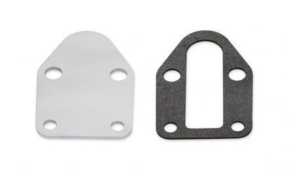 Fuel Pump Block Off Plate -Chrome Fits Carbureted Small Block Chevrolet 265-400 Mr Gasket