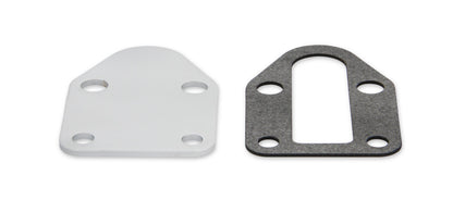 Fuel Pump Block Off Plate -Chrome Fits Carbureted Small Block Chevrolet 265-400 Mr Gasket