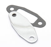 Fuel Pump Block Off Plate Chrome Fits Ford 351C, 351M, and 400 Mr Gasket