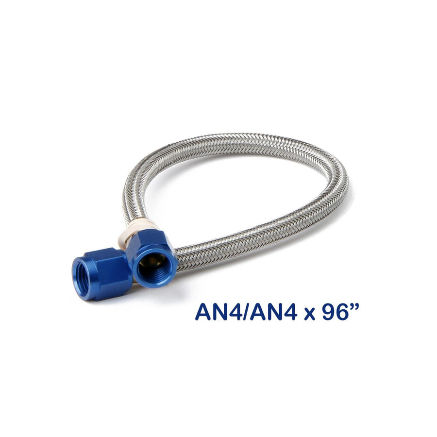 Stainless Steel Braided Hose -4An 8 Foot Blue Stainless Steel Braided Hoses NOS