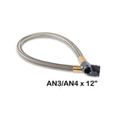 Stainless Steel Braided Hose With Black Fittings -4An To -3An 1 Foot Length NOS