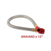 Stainless Steel Braided Hose -4An To -3An 1 Foot Red Stainless Steel Braided Hoses NOS