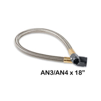 Stainless Steel Braided Hose W/Black Fittings -4An To -3An 18-Inch Length NOS