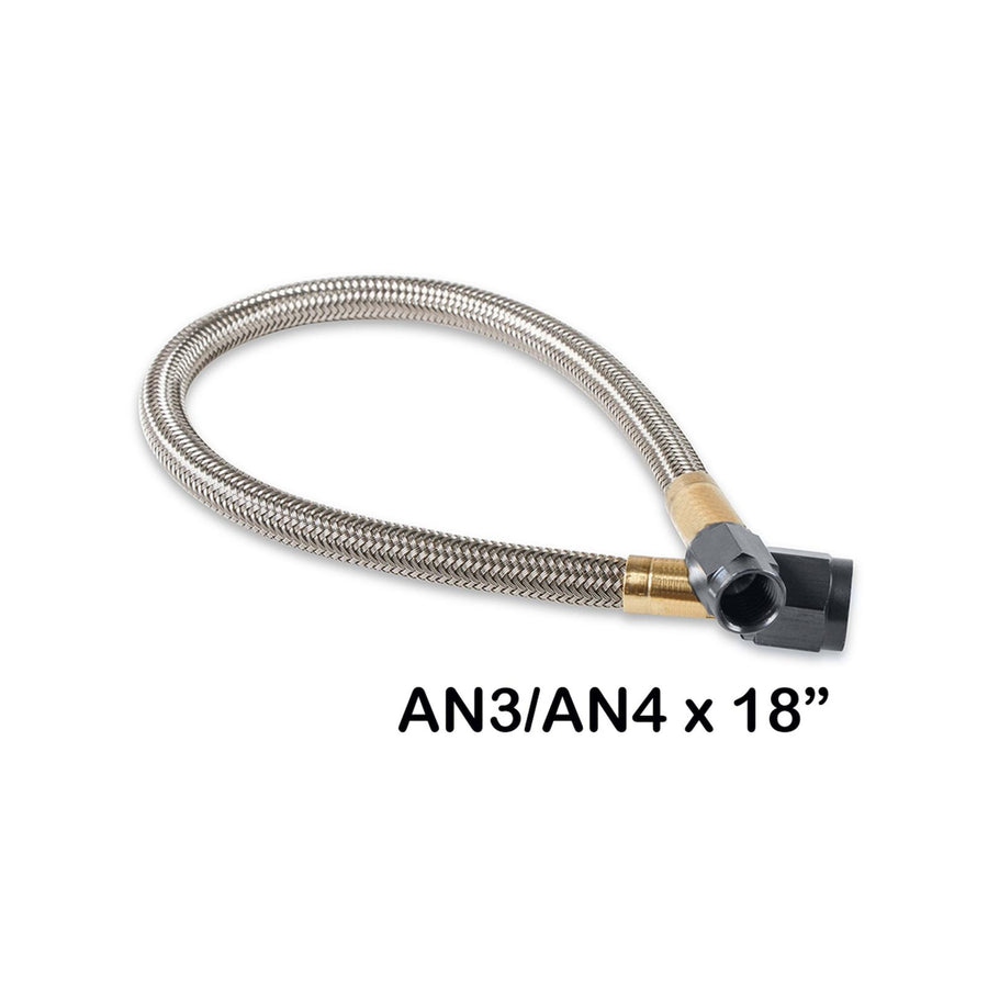 Stainless Steel Braided Hose W/Black Fittings -4An To -3An 18-Inch Length NOS