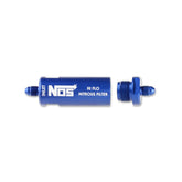 In-Line Hi-Flow Nitrous Filter 4An Blue High Pressure Nitrous Filter -4An X -4An In-Line Billet Aluminum (140 Micron) NOS