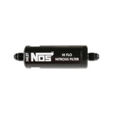 In-Line Hi-Flow Nitrous Filter 4An Black High Pressure Nitrous Filter -4An X -4An In-Line Billet Aluminum (140 Micron) NOS