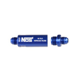 In-Line Hi-Flow Nitrous Filter 6An Blue High Pressure Nitrous Filter -6An X -6An In-Line Billet Aluminum (140 Micron) NOS