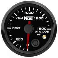 Analog Style 2-1/16 Nitrous Pressure Gauge Black Face 0-1500 Psi NOS
