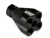 Showerhead Distribution Block Inlet -8 An O-Ring Female Port Outlet: (4) X -6 An O-Ring Female Port No Fittings Black Anodized NOS